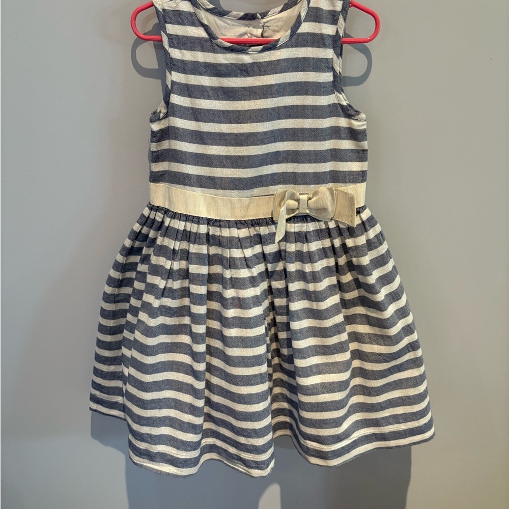Tahari Kids Sleeveless Gray Silver Metallic Striped Cutout Back Dress Size 6X